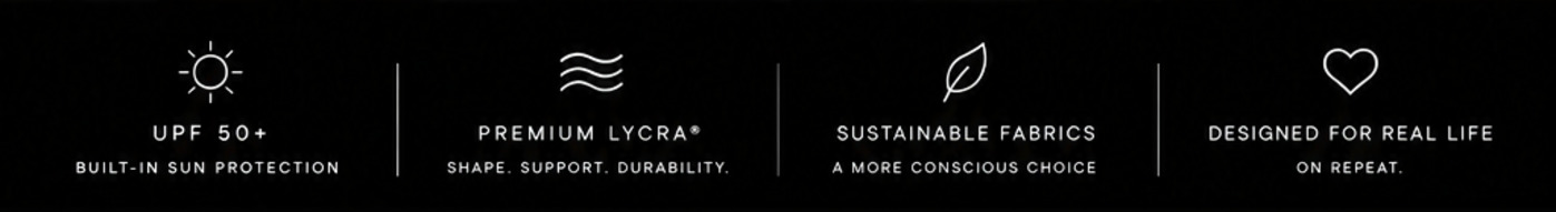 HYPPE design principles: UPF 50+, premium Lycra, sustainable fabrics and real-life versatility